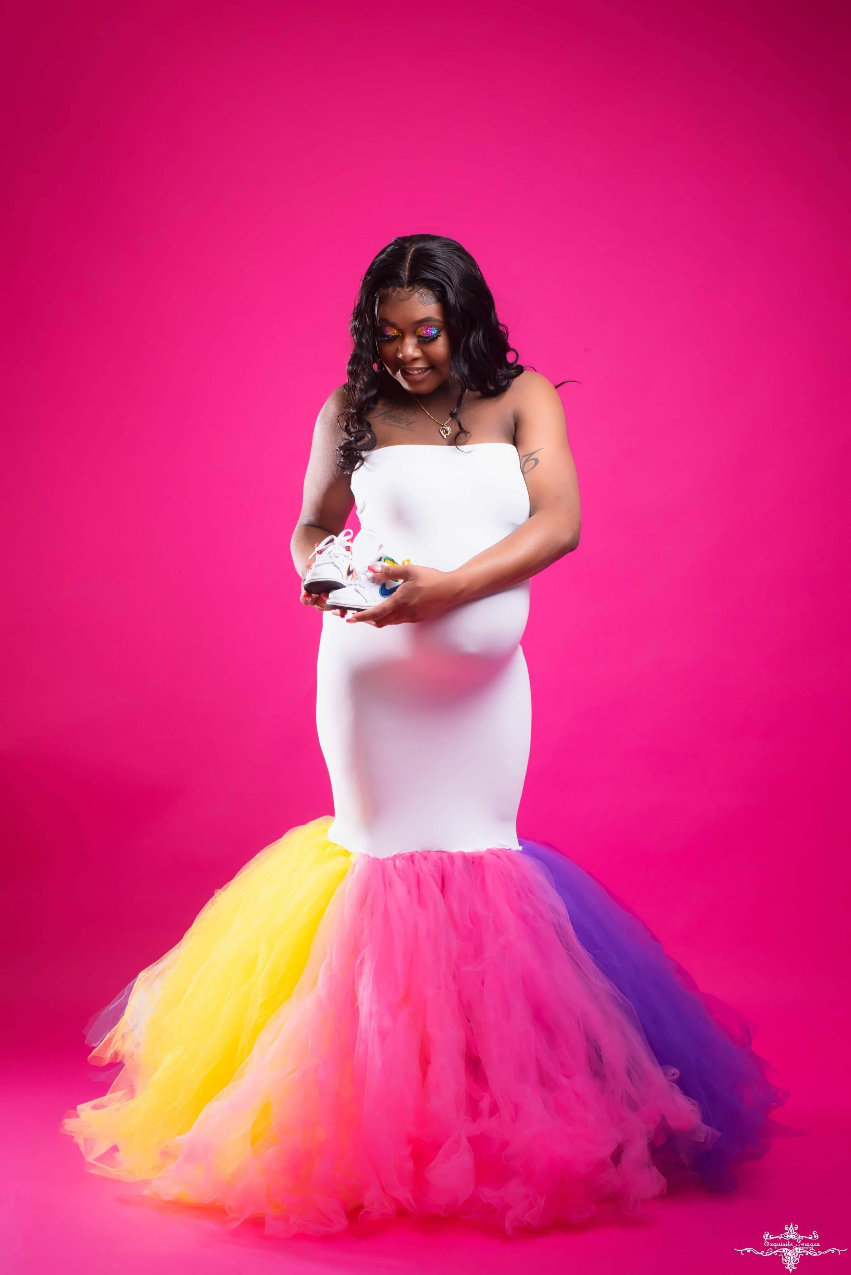 Gender Reveal Tulle Maternity Gown